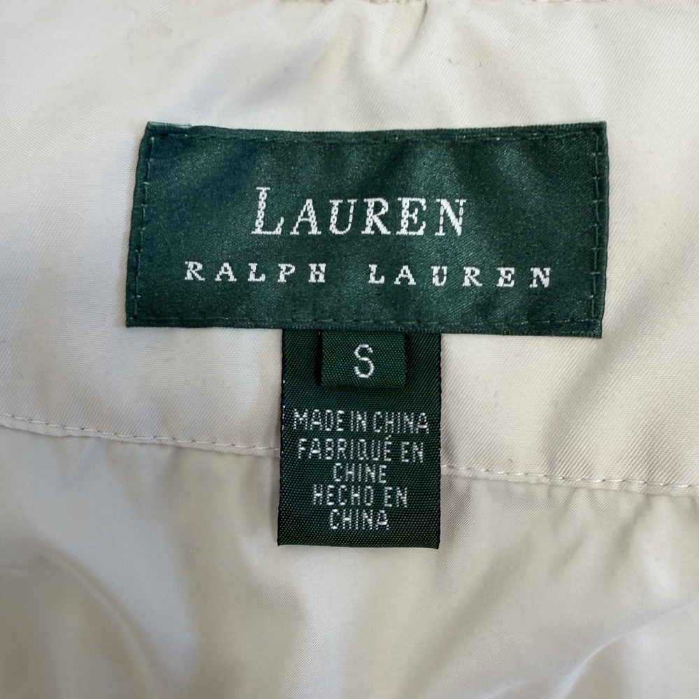 Lauren Ralph Lauren Size S Womens Down Puffer Coat Jacket White Fur Trim Hood - Picture 13 of 16
